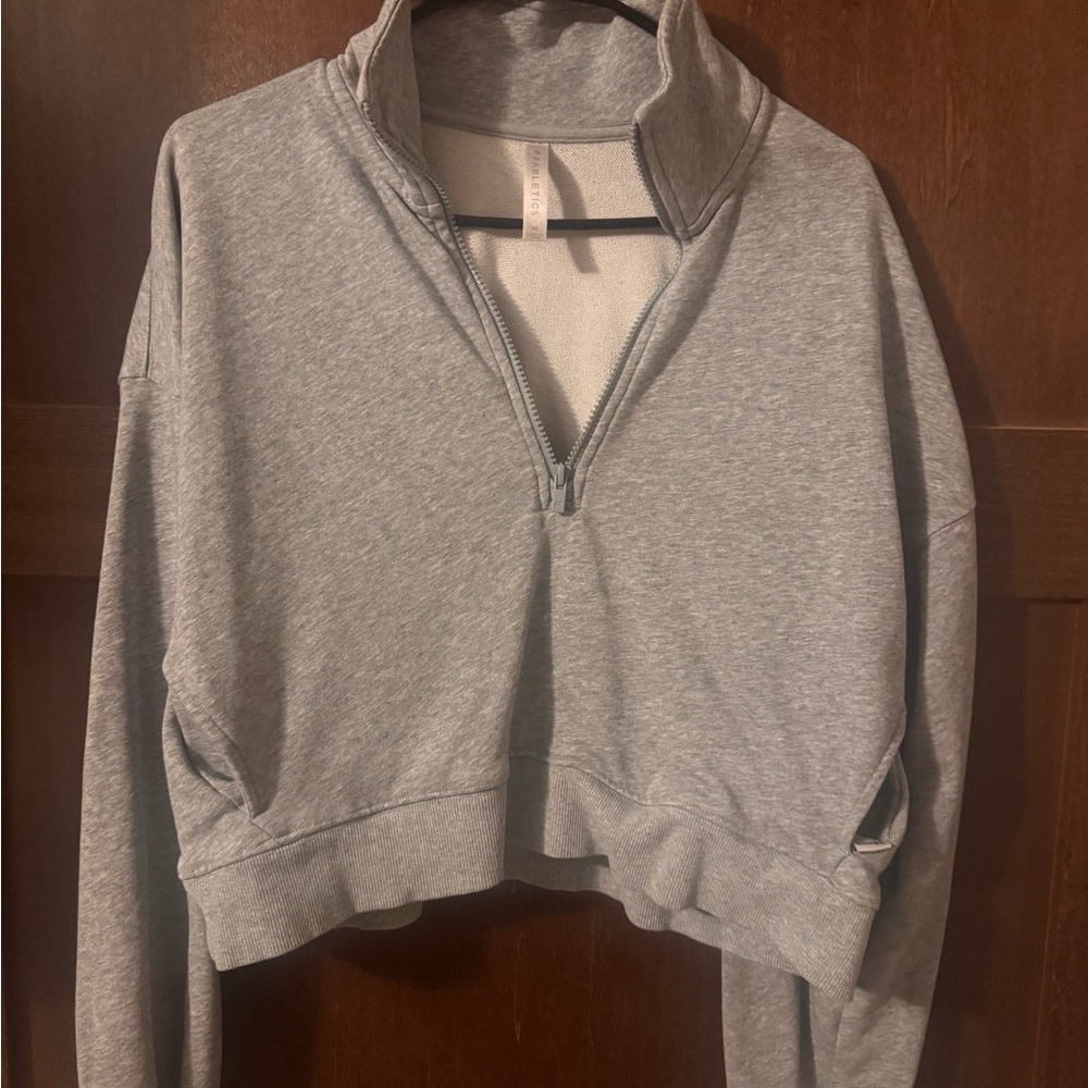 Fabletics Gray Cropped Half-Zip Sweatshirt